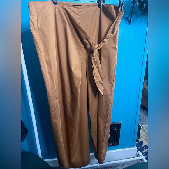 Eloquii Tie Waist Wide-Leg Pants in Bran 20 NWOT COTTON PANTONE STATEMENT boho - Picture 3 of 7